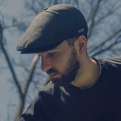 Sterkowski Swede Cap | 100% Linen Flat Cap For Men and Women | Super Airy 5 Panels Summer Cap without Lining - color: Black, size: 7 5/8