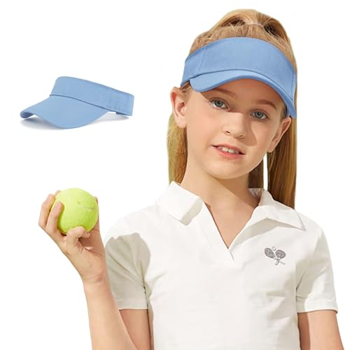 Century Star Kids Visor Sun Hat | UPF 50+ Adjustable Sports Cap for Girls & Boys | High Ponytail Tennis Golf Beach Running - color: Blue, size: 6-12 Years