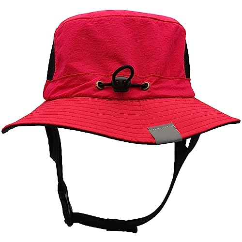 Men Bucket Hat Wide Brimmed Foldable Ladies Surf Sun Hat UPF50+ - color: Red