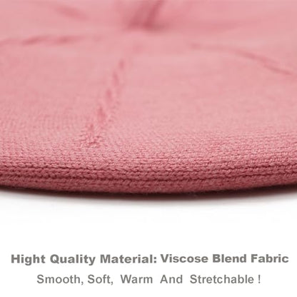 Wheebo Reversible Solid Color French Beret Hat for Women and Girls - color: Pink1