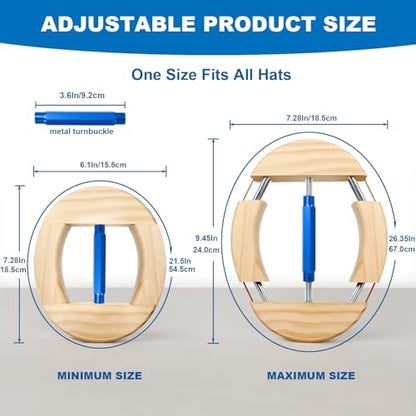 Hat Stretcher 4 Way, Hat Stretcher for Fitted Hats Size 6 7/8 to 8 1/2 - color: 4way Blue