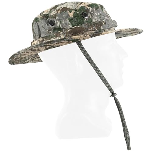 Mil-Tec Unisex Cotton Ripstop Boonie Hat - Durable Lightweight Tactical Outdoor Vented Wide Brim Hat w/Adjustable Chin Strap - color: Phantomleaf Wasp I Z1b, size: Large