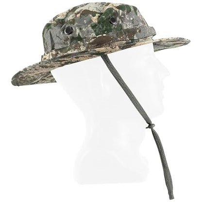 Mil-Tec Unisex Cotton Ripstop Boonie Hat - Durable Lightweight Tactical Outdoor Vented Wide Brim Hat w/Adjustable Chin Strap - color: Phantomleaf Wasp I Z1b, size: Medium