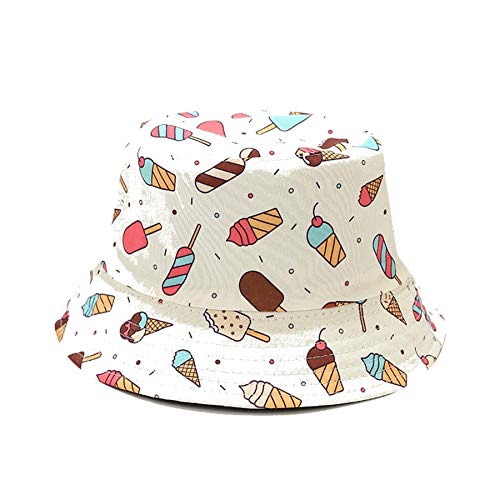 Unisex Corn Mushroom Pepper Ice Cream Seamless Print Bucket Hat - color: Ice Cream (Beige)
