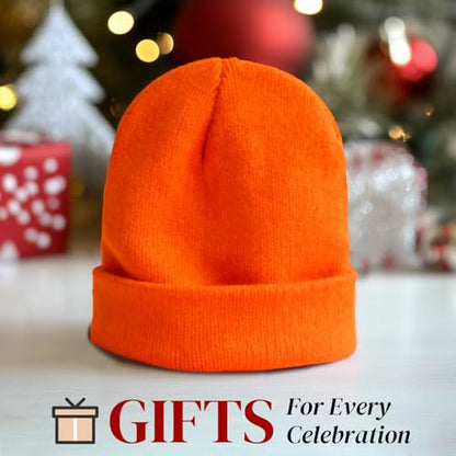 PFFY Beanie for Men Women Unisex Knit Cuffed Winter Beanies Hats Skull Cap - color: Orange