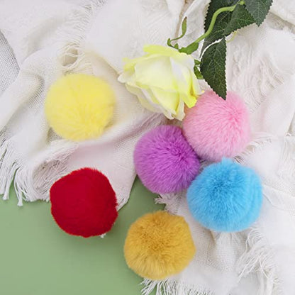 BQTQ 26 Pcs Faux Fur Pom Poms DIY Hat Pompoms with Elastic Loop (Rainbow) - color: Rainbow