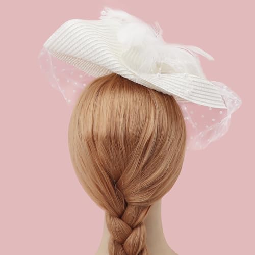 AQOKKA Women Fascinators Hats Flower Fascinators with Headband and Clip Tea Party Headwear for Women and Girls - color: 1 Pc A: White a