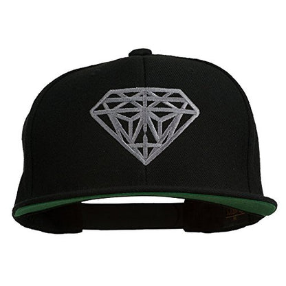 Big Diamond Outline Embroidered Flat Bill Black Cap - color: Dark Grey