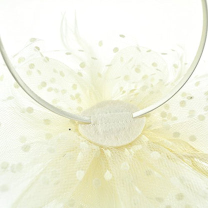 AQOKKA Women Fascinators Hats Flower Fascinators with Headband and Clip Tea Party Headwear for Women and Girls - color: 1 Pc 7" Diameter / Beige a