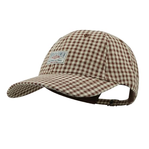 Clakllie Plaid Baseball Cap for Women Men Adjustable Golf Dad Hat Unstructured Trucker Ball Caps Summer Vintage Plaid Hats - color: Cdus-bssc2404-brown