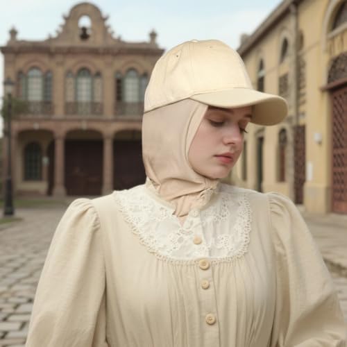 One-Piece Hijab Baseball Cap for Women Quick Dry Sun Hat Outdoor Headscarf - color: Beige