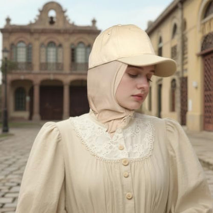 One-Piece Hijab Baseball Cap for Women Quick Dry Sun Hat Outdoor Headscarf - color: Beige