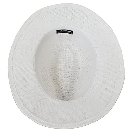 Panama Jack Mens Safari Sun Hat - Matte Toyo Straw, UPF 50+ Sun Protection Fedora Sombrero - color: White, size: Large