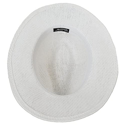 Panama Jack Mens Safari Sun Hat - Matte Toyo Straw, UPF 50+ Sun Protection Fedora Sombrero - color: White, size: Medium