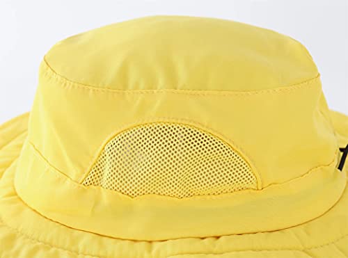 Connectyle Kids Sun Hat for Boys Girls Wide Brim Bucket Hat UPF 50+ Sun Protection Hat Breathable Summer Beach Hat - color: Yellow