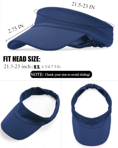 Cooling Stretchy Visor Hat Sports Sun Headband UV Visors Hats - color: Navy Blue