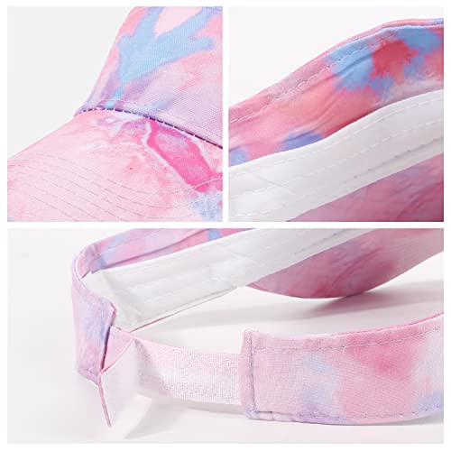 HH HOFNEN Sports Sun Visor Hats Cotton Adjustable Golf Caps for Men Women - color: #1d Tie-dye Pink