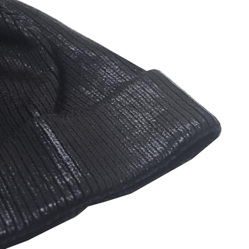 Metallic Winter Cable Knit Beanie Hat Cap Warm Soft Skull Caps with Furry Fur Pom Pom - color: Black