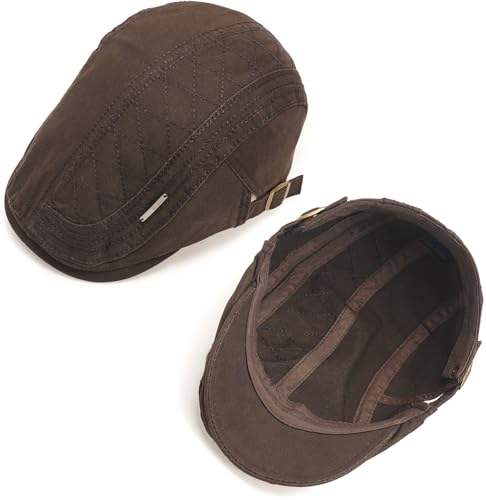 Initlove Mens Newsboy Cap Cotton Ivy Hat Beret Hats for Driving - color: A Coffee