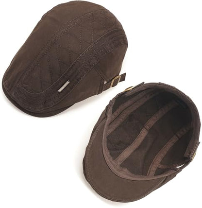 Initlove Mens Newsboy Cap Cotton Ivy Hat Beret Hats for Driving - color: A Coffee