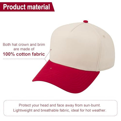 TOPTIE 5 Panel Trucker Hat Snapback Adjustable Cotton Sun Cap for Men - color: White