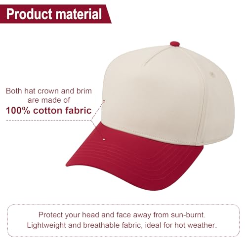 TOPTIE 5 Panel Trucker Hat Snapback Adjustable Cotton Sun Cap for Men - color: Pink Beige