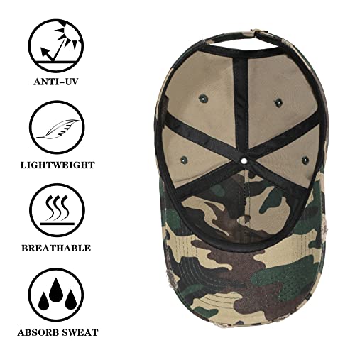 IIN American Flag Baseball Cap for Men Women Low Profile USA Army Tactical Operator Military Plain Dad Hat - color: Washed-camo