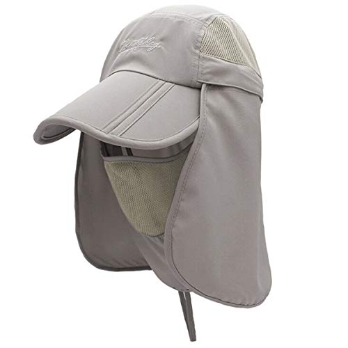 Surblue Baseball Sun Cap with Removable Neck Flap and Face Mask UPF 50+ - color: A-light Grey, size: Small