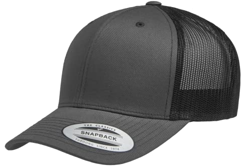 Yupoong Classic Mesh 6 Panel Retro Trucker Cap | Mid Profile Snapback - color: Charcoal