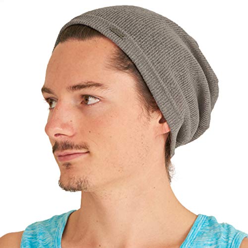 CHARM Mens Light Weight Summer Beanie - Womens Breathable Slouchy Baggy Knit Hat - color: Gray