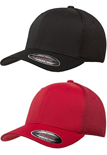 Flexfit mens Visor - color: 2pack 1-black & 1-red, size: Small-Medium
