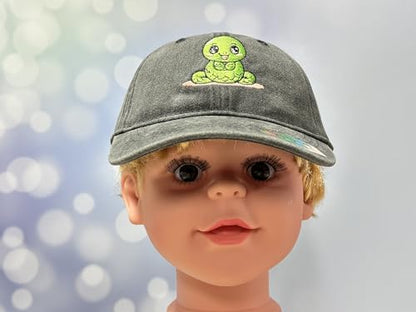 Adjustable Embroidery Animal Baseball Hat for Kid Toddler Child - color: Snake (Washed Black)