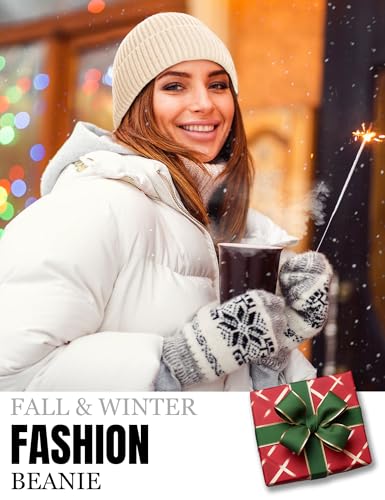 Fleece Lined Wool Short Fisherman Beanie Men Women Cuff Winter Hat - color: 1pc-beige