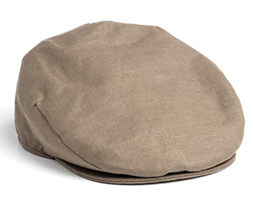 Hanna Hats Traditional Irish Tweed Wool Vintage Cap. Unisex Cabbie Hat. Stud Fastener & Taffeta Lining. 100% Made in Ireland. - color: Khaki, size: XX-Large