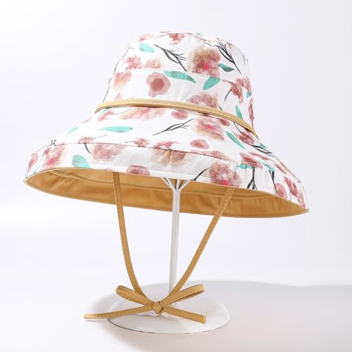 HUAMULAN Women Wide Brim Reversible Sun Hat Summer Beach Fishing Bucket - color: Yellow Floral