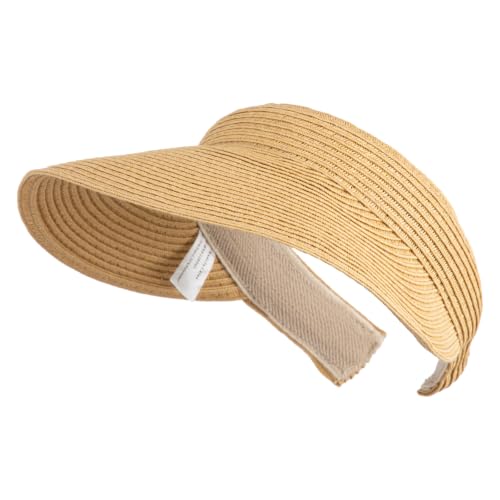 UPF 50+ Paper Braid Clip On Visor - color: Tan