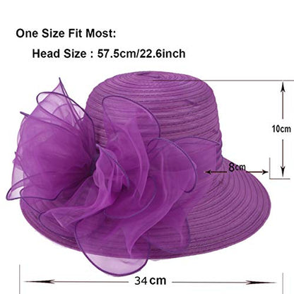 Ruphedy Women Derby Church Dress Bucket Hat Fascinators Tea Party Wedding Hat - color: S051-purple