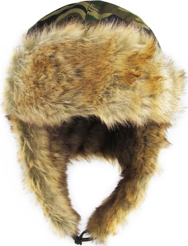 Wool Blend Aviator Trapper hat Trooper Ear Flaps Ushanka Eskimo Russian Warm Winter Cold… - color: Camouflage Classic Solid