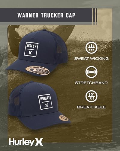 Hurley Mens Trucker Hat Fairway Mesh Trucker Hat, Quick Dry Snapback - color: Navy