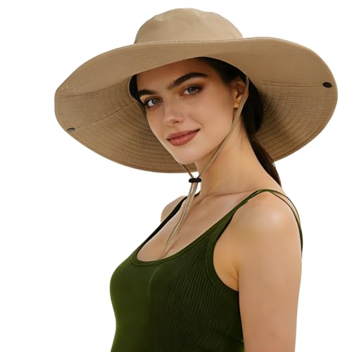 Super Wide Brim Sun Hat for Men/Women–UPF 50+ UV Protection, Large Bucket Hat for Fishing, Hiking, Gardening - color: U044 Beige, size: X-Large