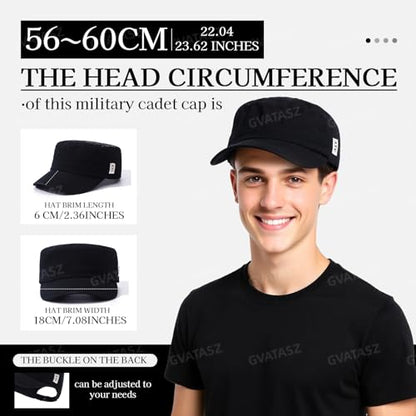 Men's Cadet Army Cap Military Style Adjustable Flat Top Cap Short Brim Baseball Hat for Men Trendy Umpire Sun Hats - color: Mg-jm2562-khaki