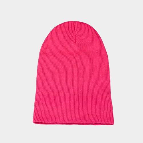 The Hat Depot - 100% Cotton Soft and Light Cuffed Skull Plain Daily Washed Beanie - color: Hot Pink 2