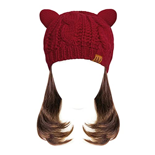 allydrew Winter Thick Knit Beanie Slouchy Beanie for Men & Women - color: Maroon
