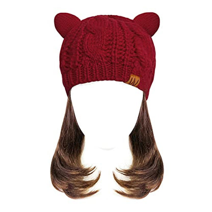 allydrew Winter Thick Knit Beanie Slouchy Beanie for Men & Women - color: Maroon