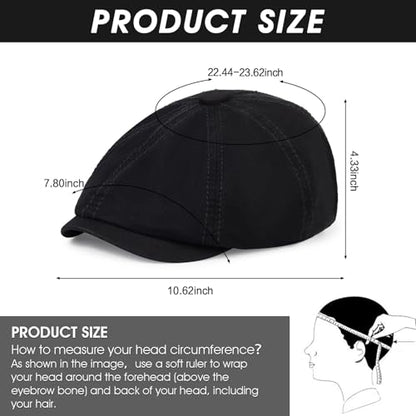 Newsboy Cap for Men Cotton 8 Panel Men's Flat Cap - color: Black+armygreen, size: One Size
