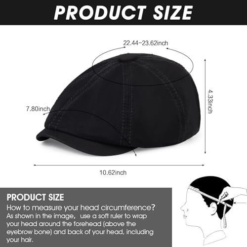Newsboy Cap for Men Cotton 8 Panel Men's Flat Cap - color: Black+armygreen, size: One Size