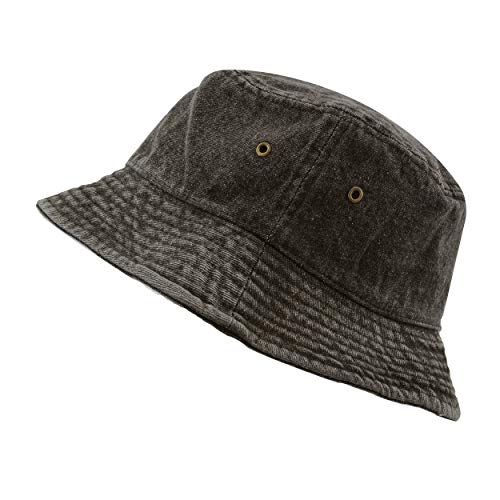Cotton Bucket Hat Packable Sun Hat – Unisex Summer Travel Beach Fisherman Hat for Men Women Outdoor Fishing Hiking - color: 2. Black Denim, size: Large-X-Large