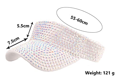 Women Shiny Rhinestone Bling Sun Visor Adjustable Tennis Beach Ponytail Hat - color: Purple Hat+white Rhinestone