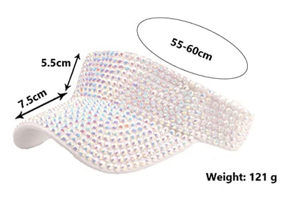 Women Shiny Rhinestone Bling Sun Visor Adjustable Tennis Beach Ponytail Hat - color: Purple Hat+white Rhinestone