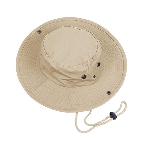 Bucket Hats with String Wide Brim Hiking Fishing UV Sun Protection Safari Unisex Boonie - color: Camel, size: Small-Medium